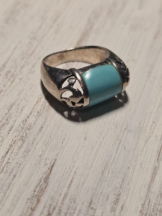 Unbranded Jewelry - Vintage 1990's 925 Sterling Silver Turquoise Inlay Southwestern Statement Ring